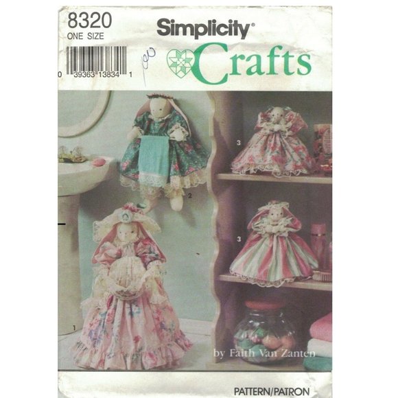 Simplicity 8320 Bathroom Bunnies Toilet Paper Plunger Cover Crafts Pattern Uncut - Picture 1 of 3